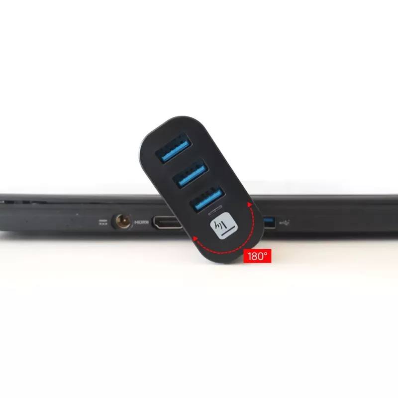 Techly IUSB3-HUB3-ROTB interface hub USB 3.2 Gen 1 (3.1 Gen 1) Type-A 5000 Mbit/s Black