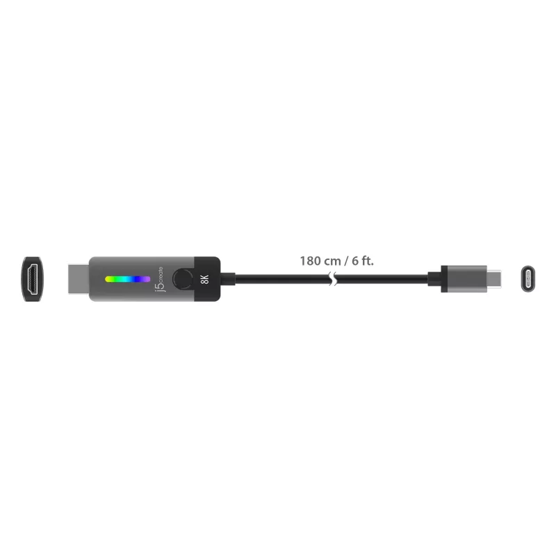 j5create JCC157-N USB-C to HDMI 2.1 8K Cable 1.79m