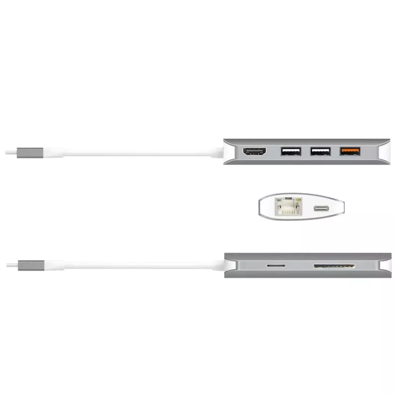 j5create JCD383 USB-C™ 9-in-1 Multi Adapter, Silver and White