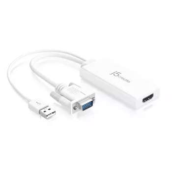 j5create JDA214 VGA to HDMI Video Audio Adapter White 0.176m