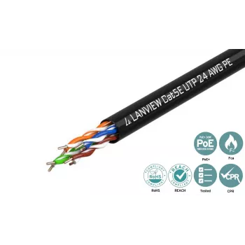 Lanview LVN122149 networking cable Black 305 m Cat5e U/UTP (UTP)