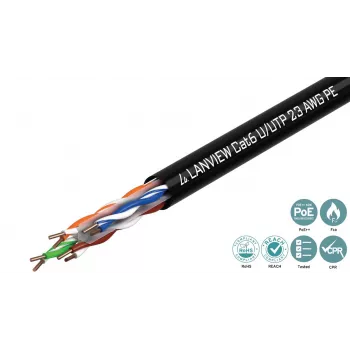 Lanview LVN122151 networking cable Black 305 m Cat6 U/UTP UTP 10000 Mbit/s