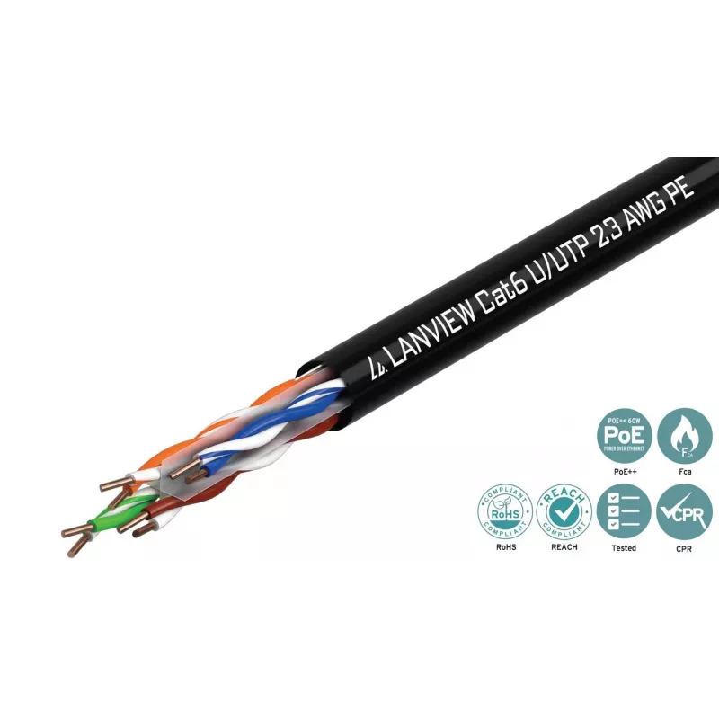 Lanview LVN122151 networking cable Black 305 m Cat6 U/UTP UTP 10000 Mbit/s