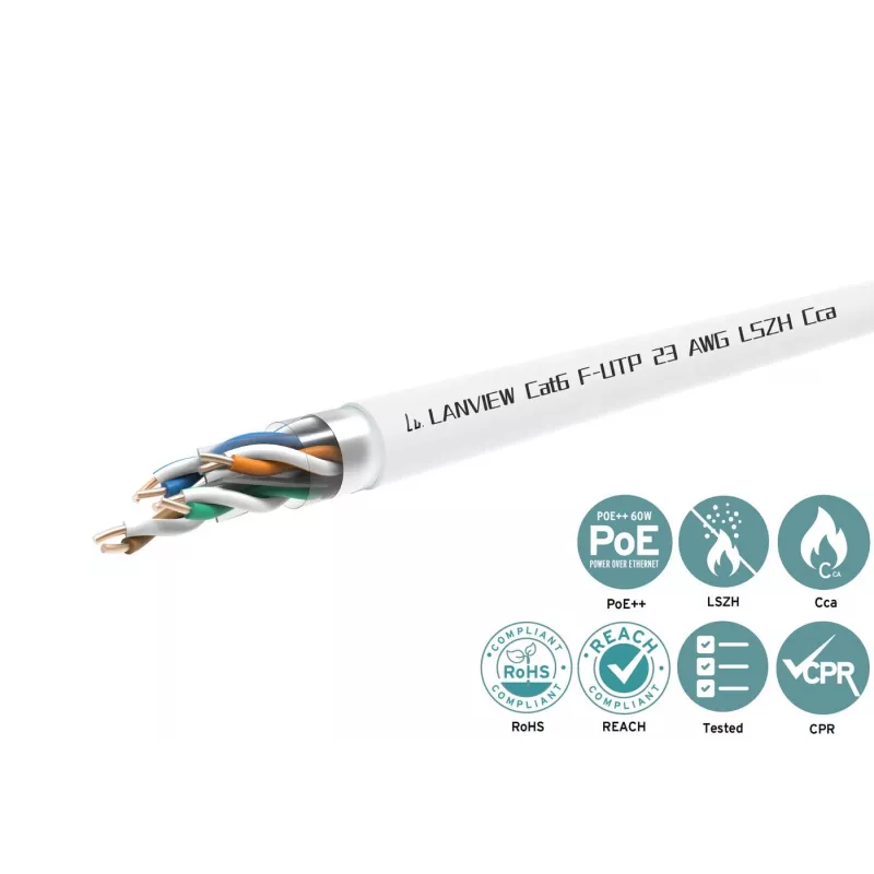 Cat6 F-UTP Network Cable 4x2xAWG23 LSZH white 305m,