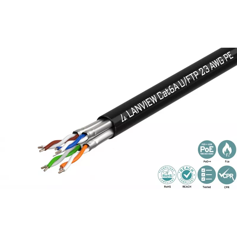 Lanview LVN122445 networking cable Black 500 m Cat6a U/UTP (UTP)
