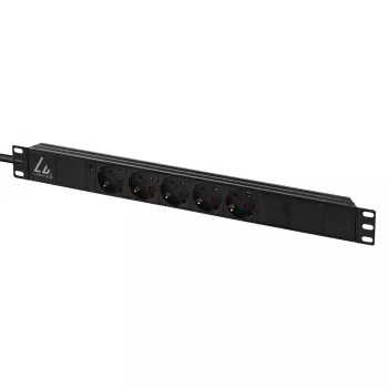 Lanview 19-inch Rack Power Strip 1U 10A, 5x Schuko (LVR-3MSCH-LIC-SCH5)
