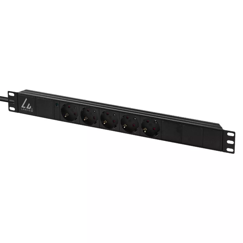 Lanview 19-inch Rack Power Strip 1U 10A, 5x Schuko (LVR-3MSCH-LIC-SCH5)