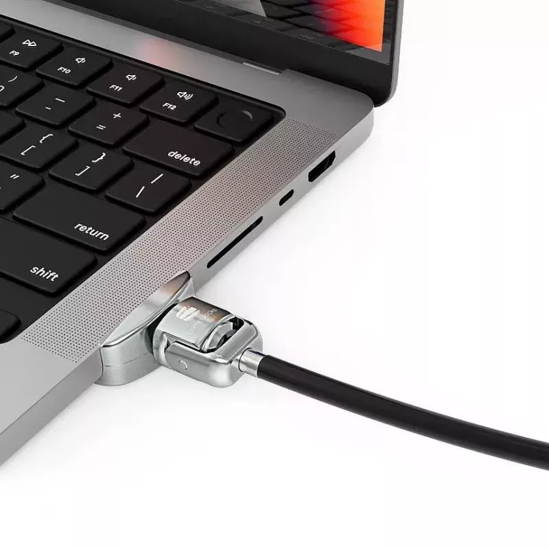 Compulocks Ledge Lock Adapter for MacBook Pro 14 inch M1 M2 M3 Keyed Cable Lock Silver