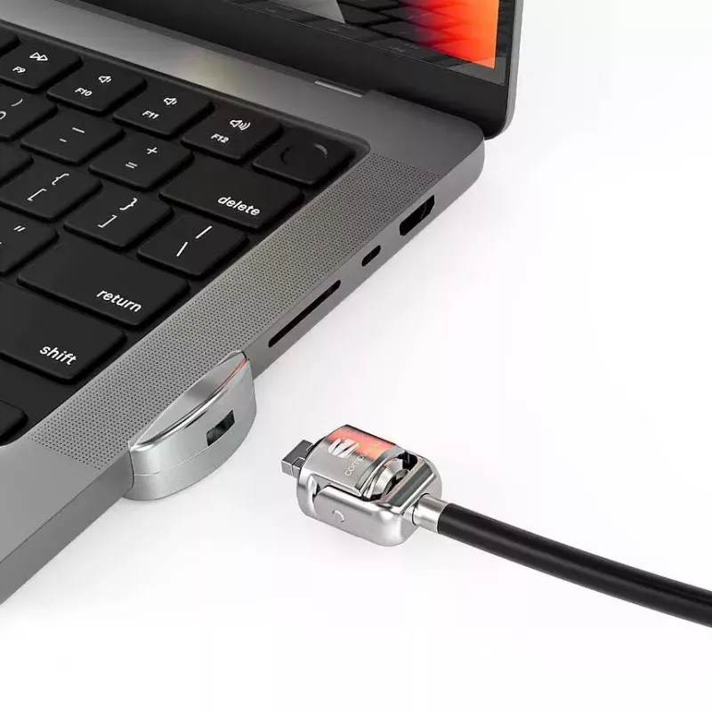 Compulocks Ledge Lock Adapter for MacBook Pro 14 inch M1 M2 M3 Keyed Cable Lock Silver
