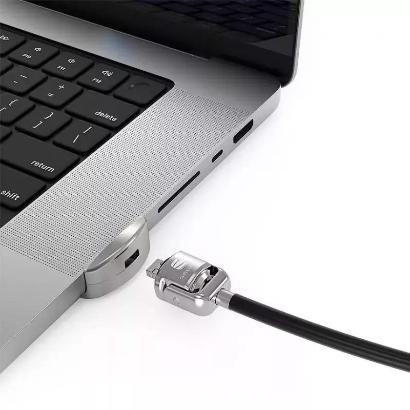 Compulocks Ledge Lock Adapter for MacBook Pro 16 inch M1 M2 M3 Keyed Cable Lock Silver