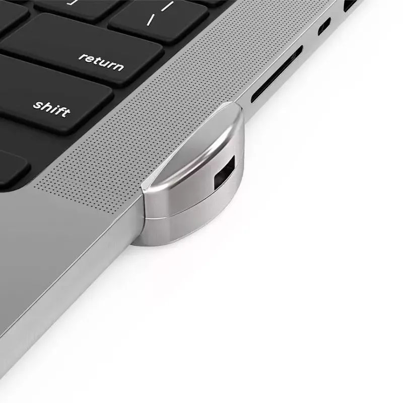 Compulocks Ledge Lock Adapter for MacBook Pro 16 inch M1 M2 M3 Keyed Cable Lock Silver