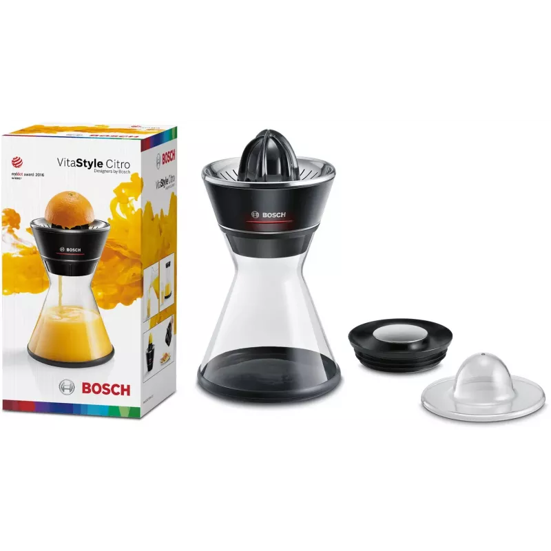 Citrus Press Bosch MCP72GPB — electric citrus juicer, stainless steel, 1 L juice container, black