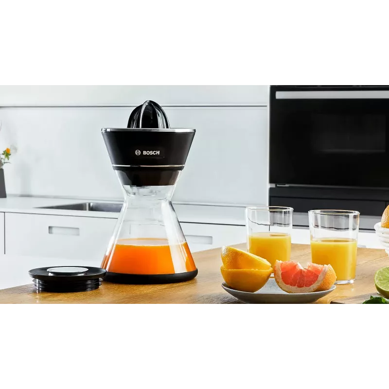 Citrus Press Bosch MCP72GPB — electric citrus juicer, stainless steel, 1 L juice container, black