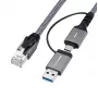 Microconnect CAT6 RJ45 FTP to USB A-C adapter cable, 5 meter network adapter
