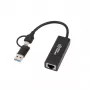 Cable gender changer Microconnect MC-USBACNET1G USB C to RJ-45 0.2m Black