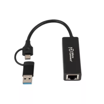 Cable gender changer Microconnect MC-USBACNET1G USB C to RJ-45 0.2m Black