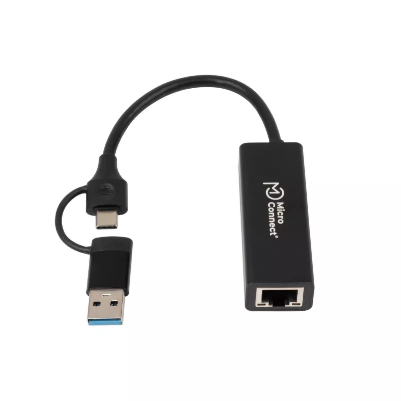 Cable gender changer Microconnect MC-USBACNET1G USB C to RJ-45 0.2m Black