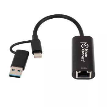 Microconnect MC-USBACNET2.5G cable gender changer USB C RJ-45 0.2m Black