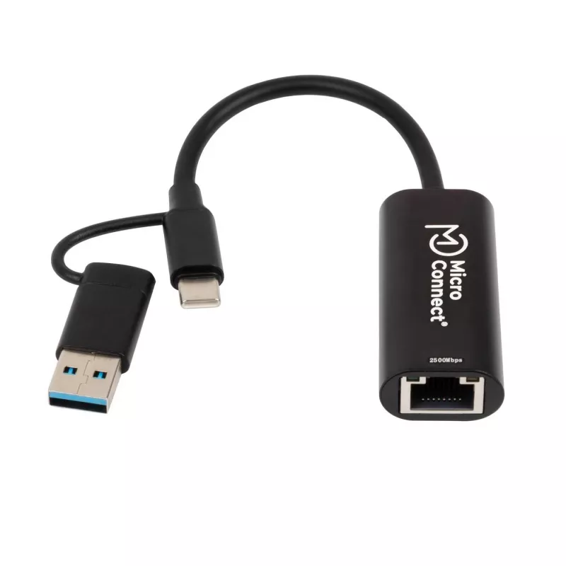 Microconnect MC-USBACNET2.5G cable gender changer USB C RJ-45 0.2m Black