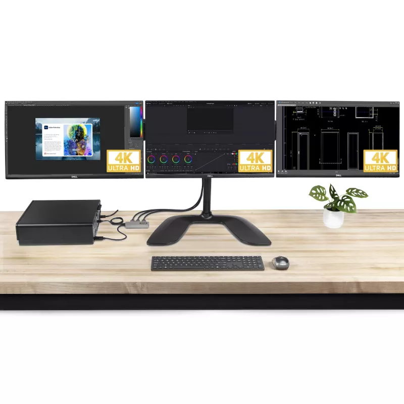 StarTech.com 3-Port MST Hub - DisplayPort to 3x HDMI, Triple 4K 60Hz Monitors, DP 1.4 Multi-Monitor Video Adapter, 1ft (30cm) Built-in Cable, USB Powered, Windows Only