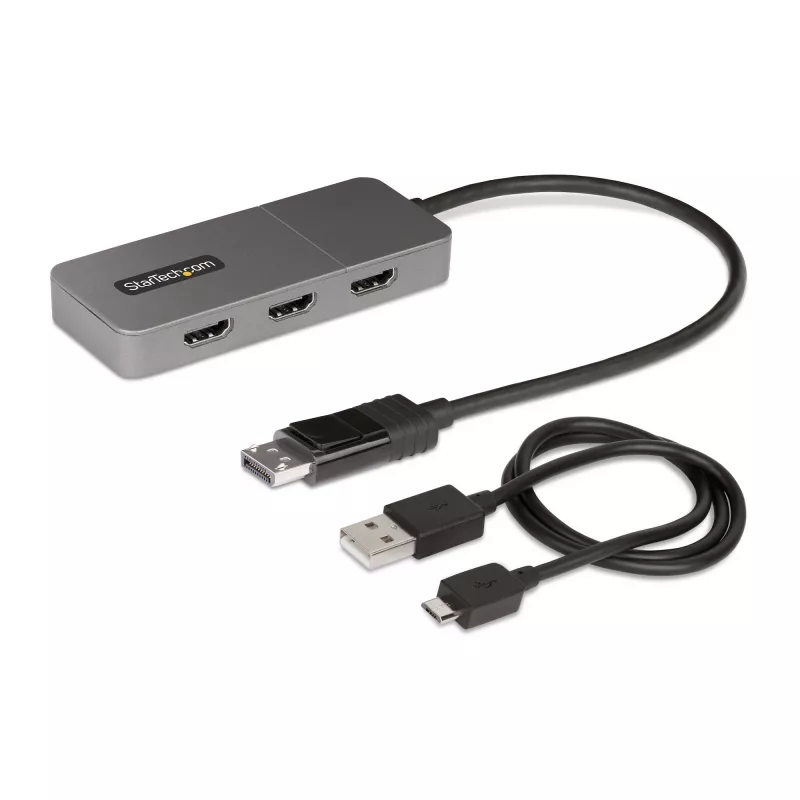 StarTech.com 3-Port MST Hub - DisplayPort to 3x HDMI, Triple 4K 60Hz Monitors, DP 1.4 Multi-Monitor Video Adapter, 1ft (30cm) Built-in Cable, USB Powered, Windows Only