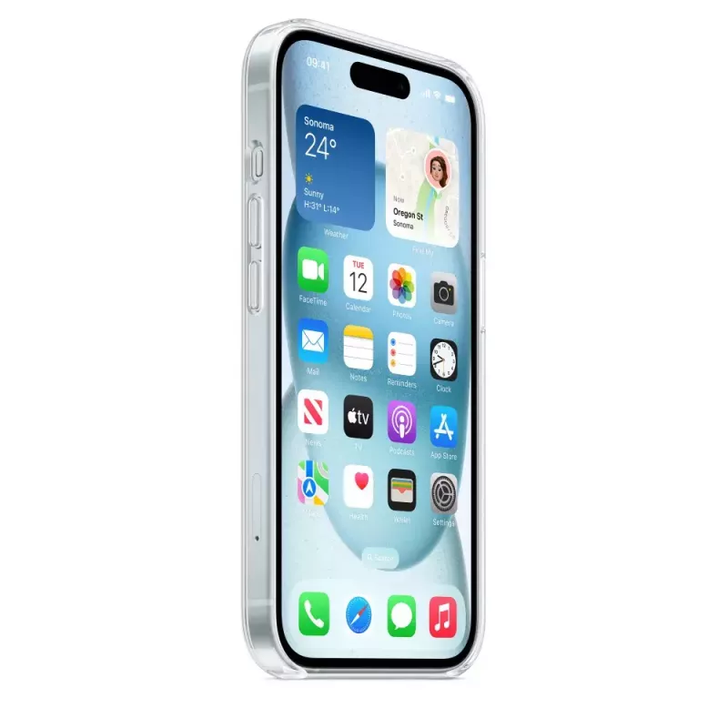 Protective Cover Case for iPhone 15 by Apple, MagSafe, Transparent, PC, for 6.1 inch