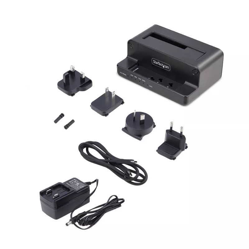 StarTech.com M.2 NVMe to 2.5/3.5 inch SATA Drive Duplicator, Dual Bay Standalone SSD Cloner/Drive Dock, Bidirectional NVMe to SATA / SATA to NVMe, Up to 27GBpm, TAA