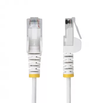 StarTech.com 15m White Slim CAT6 Ethernet Cable, Snagless, 100W PoE, UTP, LSZH, 28AWG Pure Bare Copper Wire, Slim RJ45 Network Patch Cord w/Strain Reliefs, Individually Tested