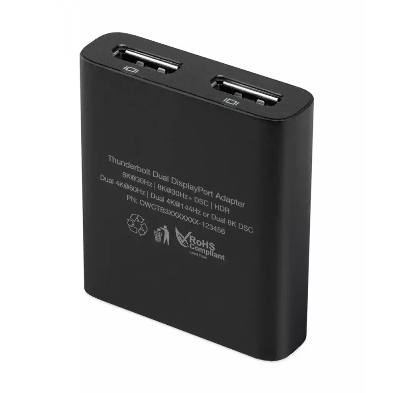 OWC Thunderbolt Dual DisplayPort Adapter USB graphics adapter 7680 x 4320 pixels Black