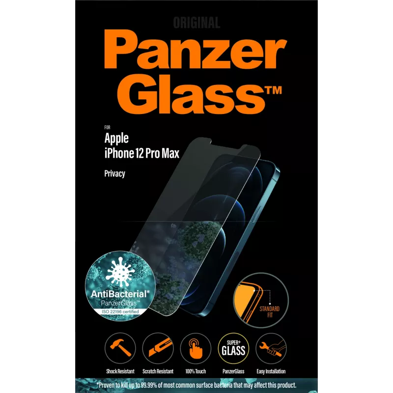Screen protector PanzerGlass for Apple iPhone 12 Pro Max, tempered glass + PET, privacy filter, 6.7 inch
