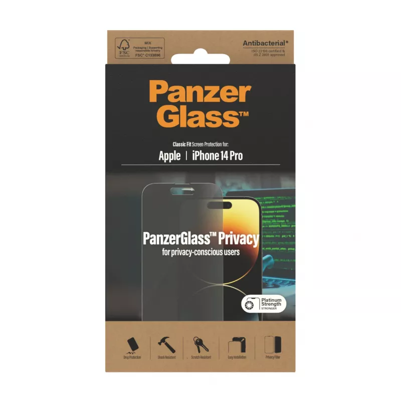 Privacy Screen Protector PanzerGlass Apple iPhone 14 Pro Scratch Shock Resistant