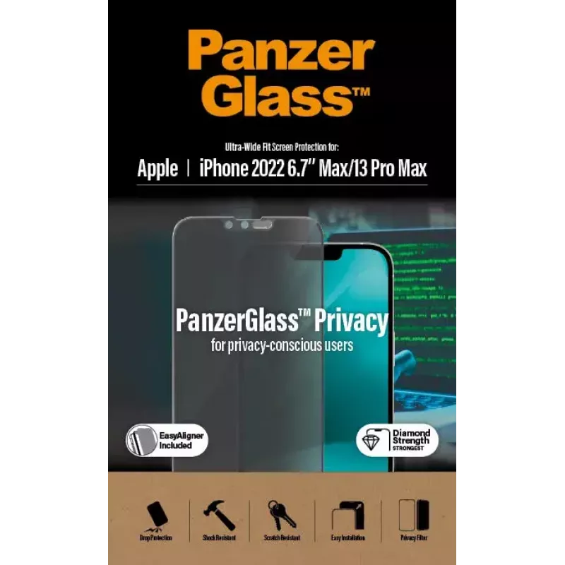 PanzerGlass ® Privacy Screen Protector iPhone 14 Plus | 13 Pro Max | Ultra-Wide Fit w. EasyAligner