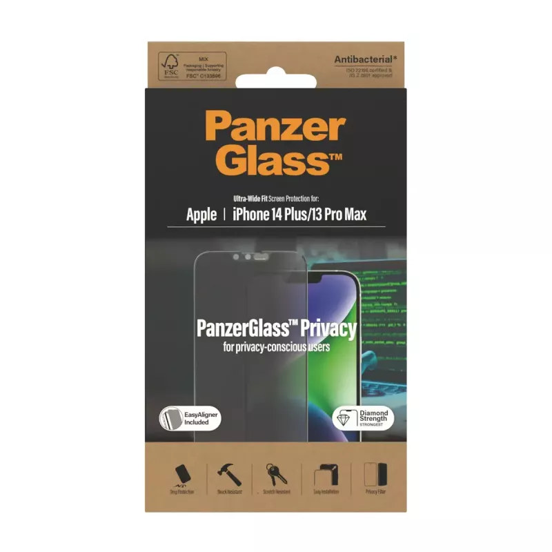 PanzerGlass ® Privacy Screen Protector iPhone 14 Plus | 13 Pro Max | Ultra-Wide Fit w. EasyAligner