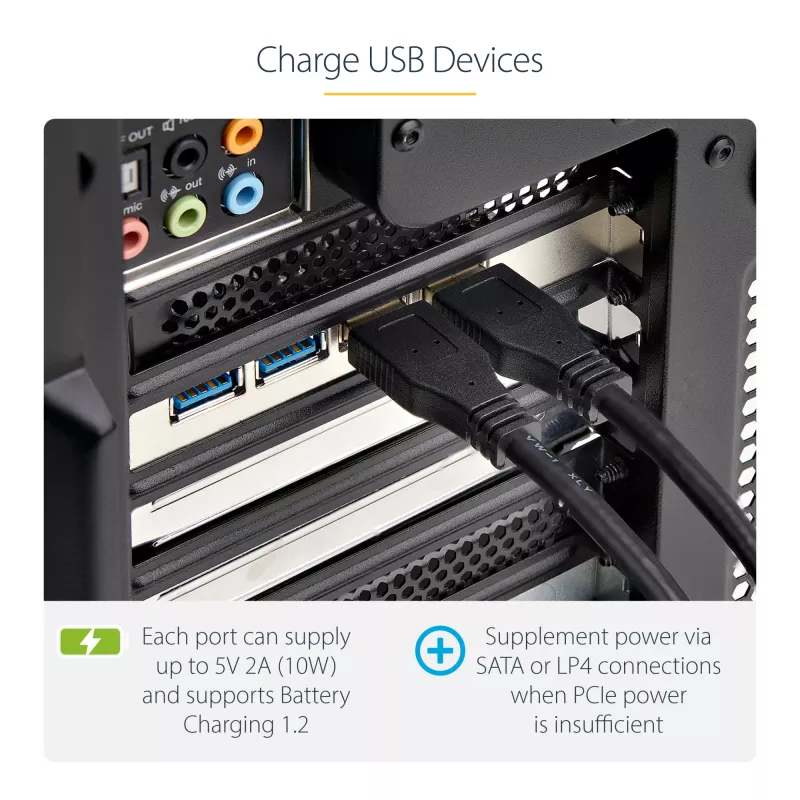 StarTech.com 4-Port USB PCIe Card, USB 3.2 5Gbps, PCI Express Expansion Card with 4x Independent USB Controllers, 4x USB-A Ports, Windows/macOS/Linux