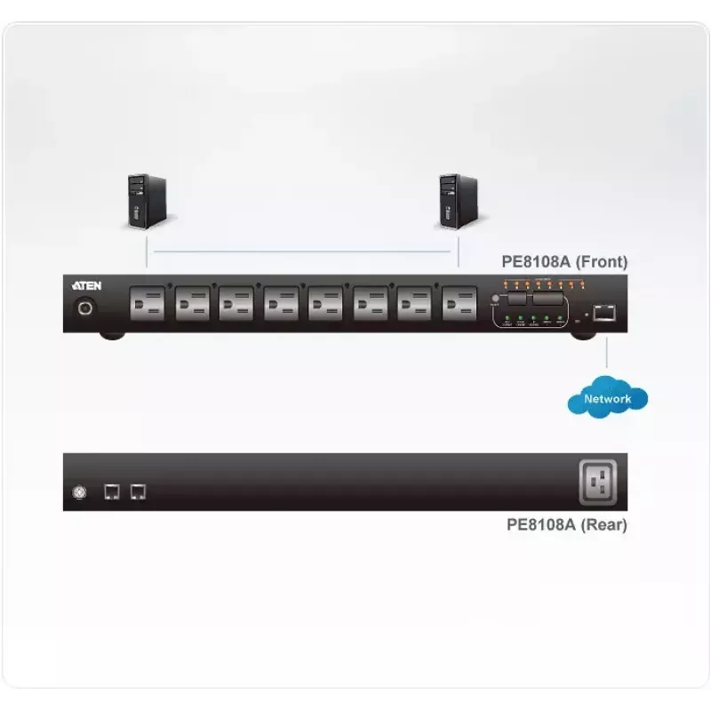ATEN 1U 10A 8 Outlet Switched + Metered PDU + Free Eco PDU Manager Software
