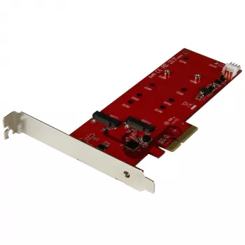 StarTech.com 2x M.2 SATA SSD Controller Card - PCIe, PCIe, M.2, Full-height / Low-profile, PCI 2.0, Red, CE, FCC, TAA