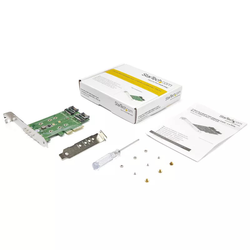StarTech.com 3-Port M.2 SSD (NGFF) Adapter Card - 1 x PCIe (NVMe) M.2, 2 x SATA III M.2 - PCIe 3.0