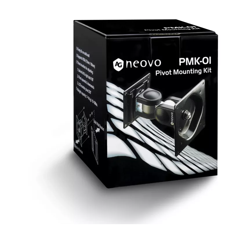Monitor wall/desk mount AG Neovo PMK-01 for 15 inch–32 inch screens, VESA 75x75–100x100, max load 14 kg, tilt ±90°, swivel 180° (Black)