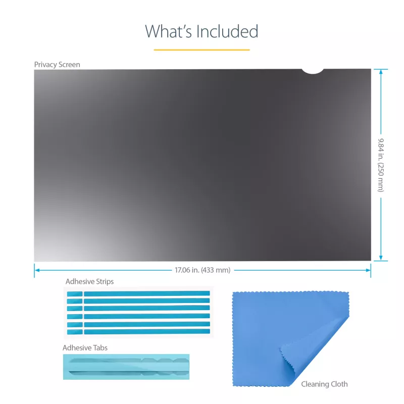 StarTech.com Monitor Privacy Screen for 20 inch PC Display - Computer Screen Security Filter - Blue Light Reducing Screen Protector Film - 16:9 Widescreen - Matte/Glossy - +/-30 Degree