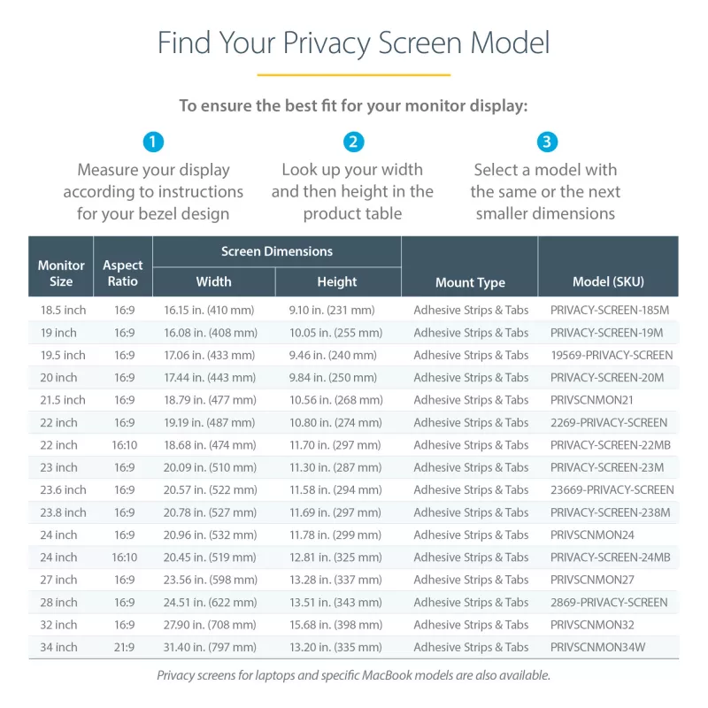 StarTech.com Monitor Privacy Screen for 34 inch Ultrawide Display - 21:9 Widescreen - Computer Screen Security Filter - Blue Light Reducing Protector - Matte/Glossy - +/-30 Degree