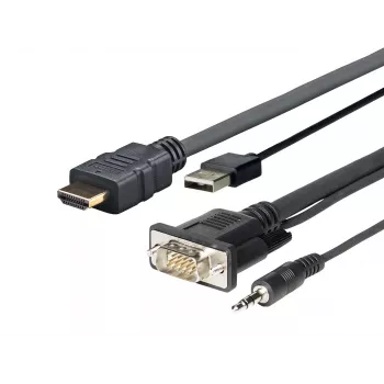 Vivolink PROHDMIMVGA1 video cable adapter 1 m HDMI+VGA+USB+3.5mm HDMI+VGA (D-Sub) +USB+3.5mm Black
