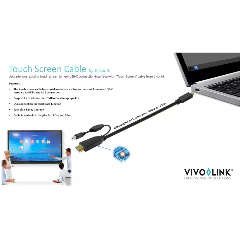Vivolink PROUSBCHDMIUSBB7.5 USB cable USB 3.2 Gen 1 (3.1 Gen 1) 7.5 m USB C Black