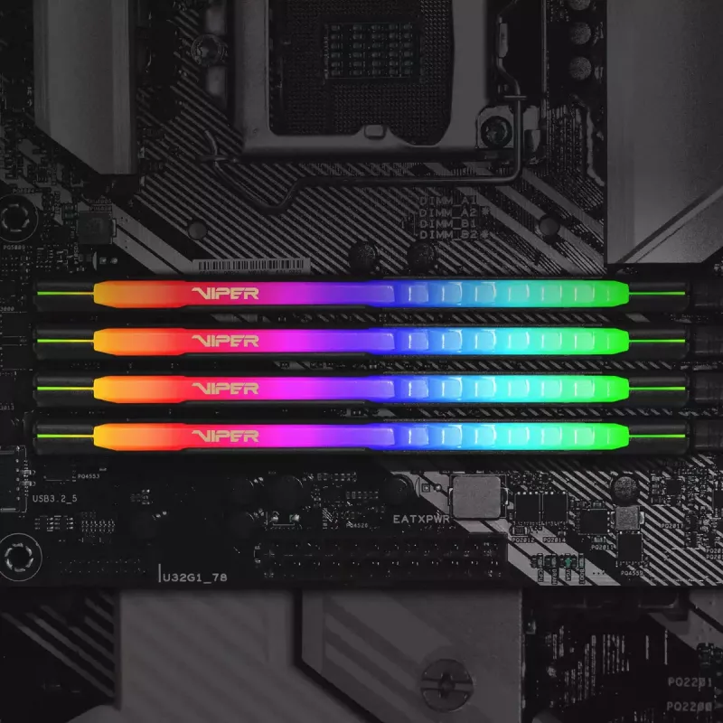 Desktop DDR4 Memory PATRIOT Viper Steel RGB 16 GB (2x8 GB) 3600 MHz 288-pin DIMM 1.35V