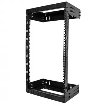 StarTech.com 18U 19 inch Wall Mount Open Frame Rack, Adjustable Depth 12-20 inch, Black