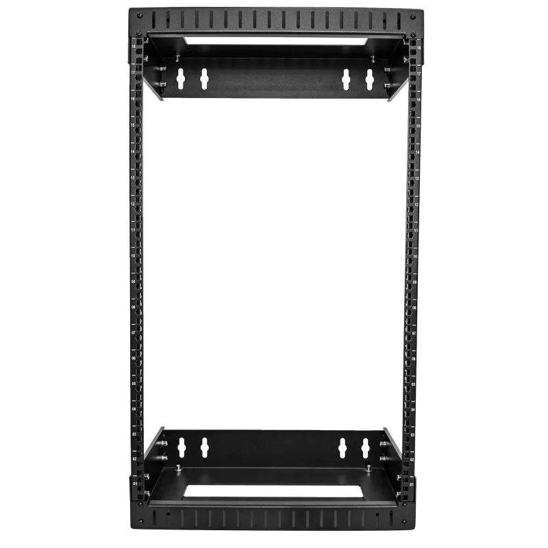 StarTech.com 18U 19 inch Wall Mount Open Frame Rack, Adjustable Depth 12-20 inch, Black