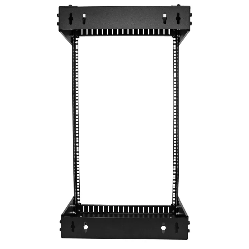 StarTech.com 18U 19 inch Wall Mount Open Frame Rack, Adjustable Depth 12-20 inch, Black