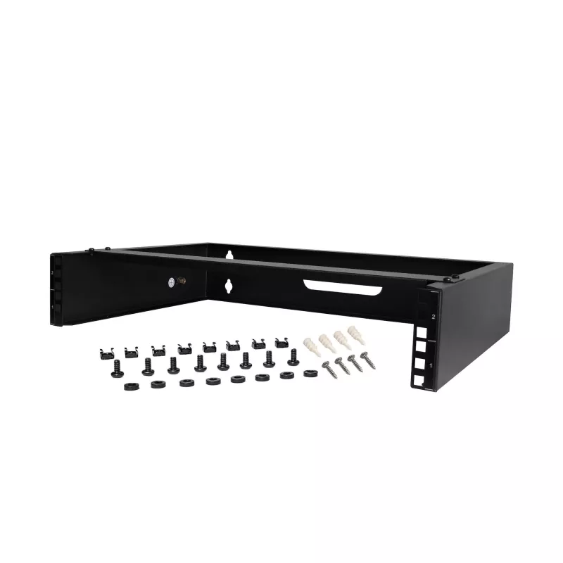 StarTech.com 2U Wall Mount Network Rack - 14In. Deep (Low Profile) - 19 inch Patch Panel Bracket for Shallow Server, IT Equipment, Network Switches - 77lbs/35kg Weight Capacity, Black