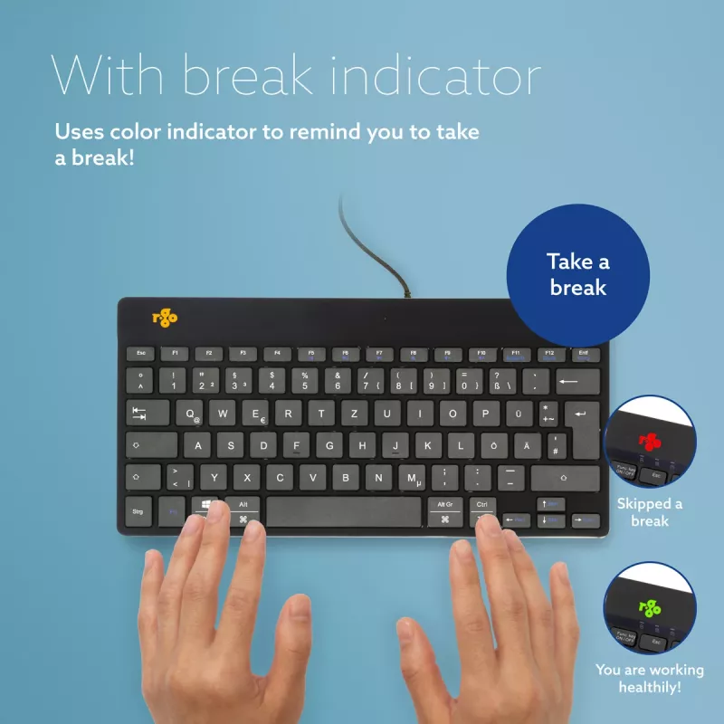 R-Go Tools Ergonomic keyboard R-Go Compact Break, compact keyboard with break software, QWERTZ (DE), wired, black