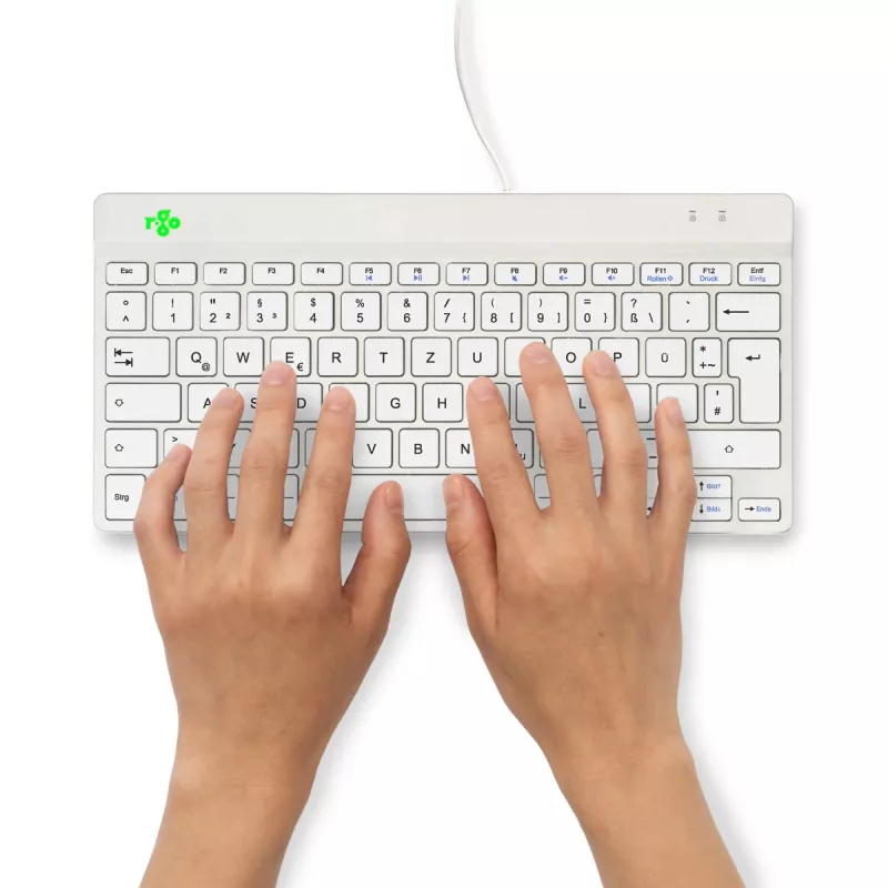 R-Go Tools Ergonomic keyboard R-Go Compact Break, compact keyboard with break software, QWERTZ (DE), wired, white