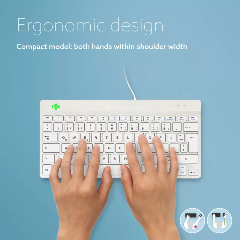 R-Go Tools Ergonomic keyboard R-Go Compact Break, compact keyboard with break software, QWERTZ (DE), wired, white